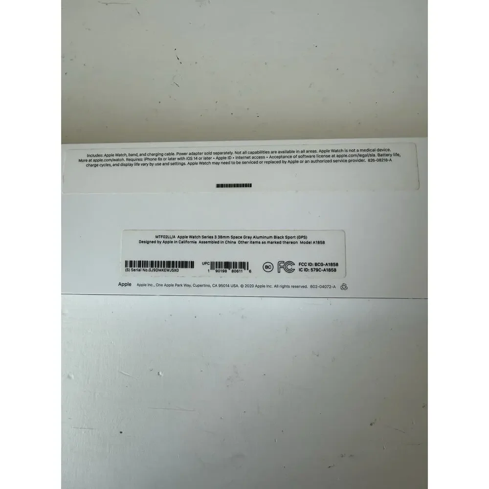 NEW Apple Watch Series 3 38mm Space Gray Aluminum Case Black Sport Band